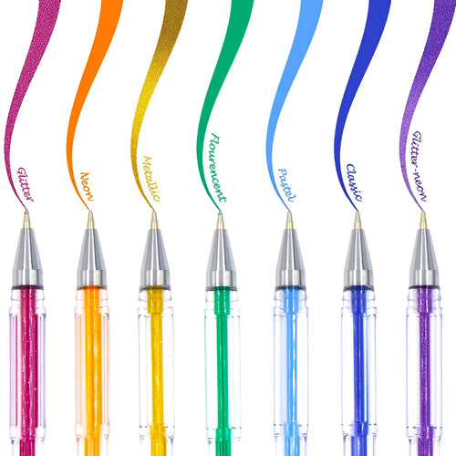 100 colour gel pens in plastic case with 0.5mm and 1.0mm tip sizes for office and adult colouring