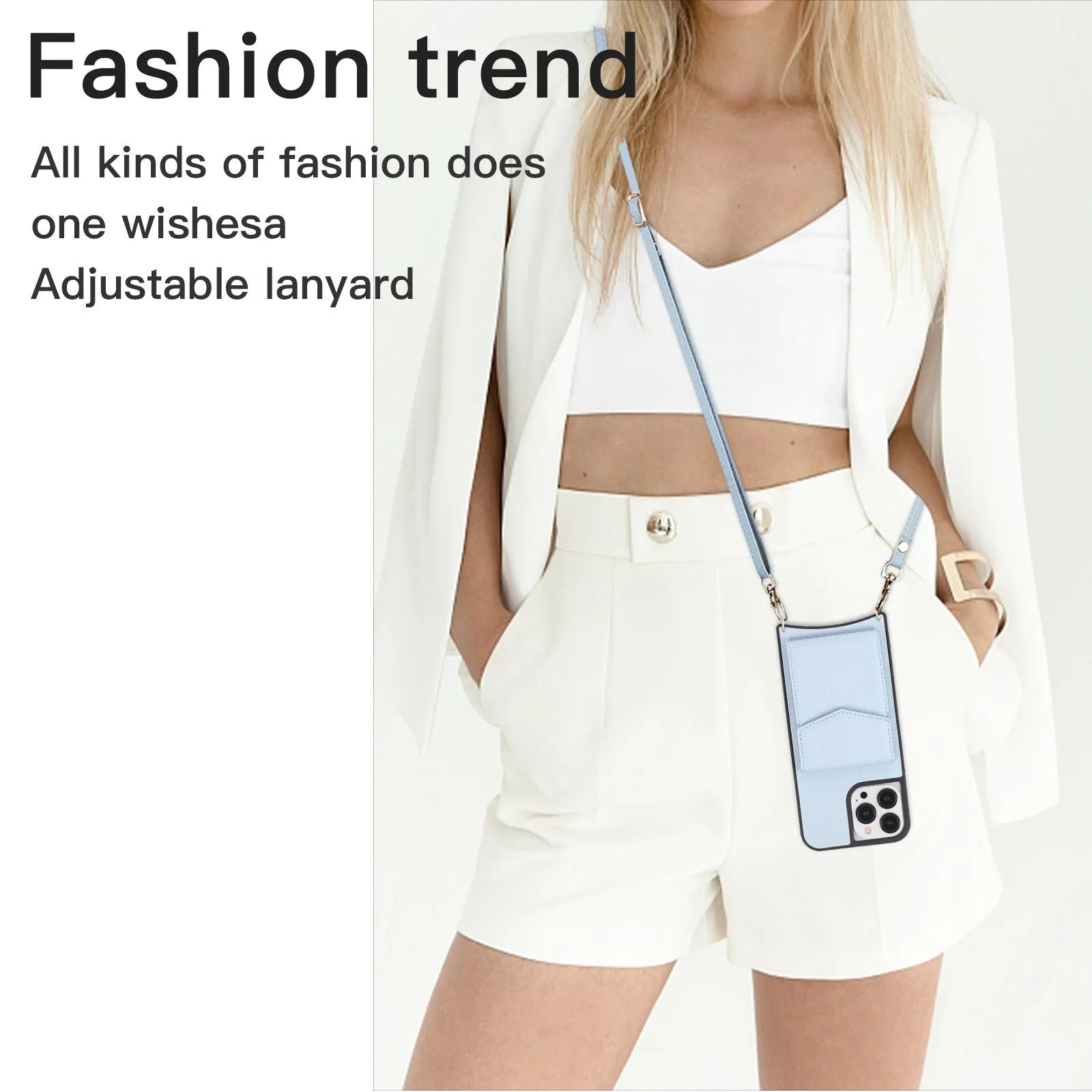 TPU leather iPhone mobile phone case with an inclined straddle and plug-in fishtail design in solid colour.