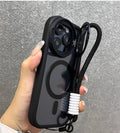 Acrylic anti-fall phone case with lens film bracket and hand rope for iPhone