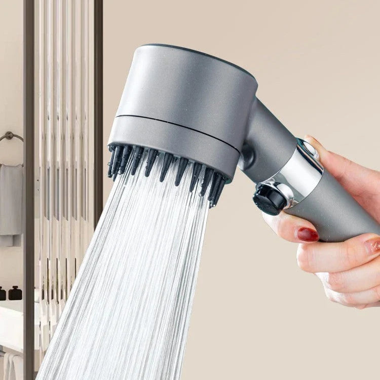 A high-pressure rainfall shower head made of durable ABS material with multi-mode functionality and a built-in water filter.