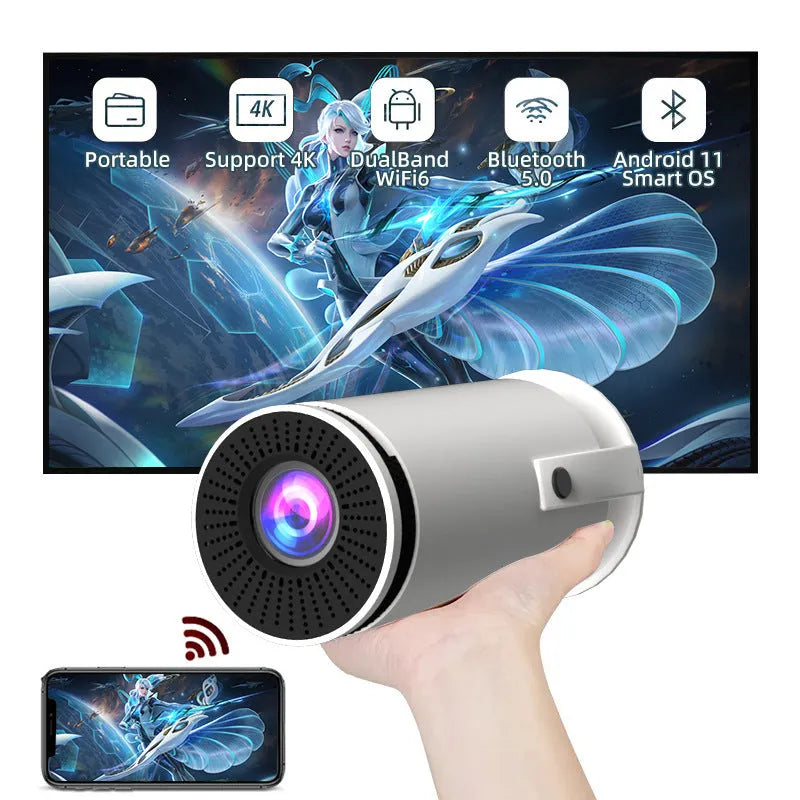 Barrel Machine Hy300 smart Android projector white with remote and adapter
