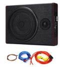 8-inch 600W car audio subwoofer with wooden enclosure and black PU leather finish