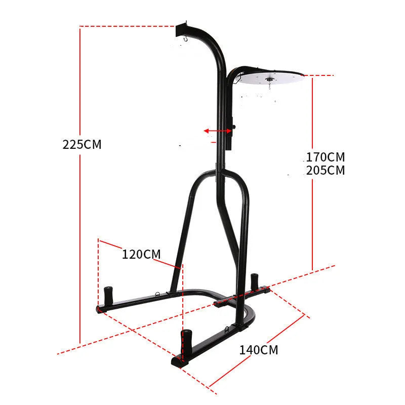 Black steel hanging boxing sandbag rack for vertical Sanda and martial arts training, average size