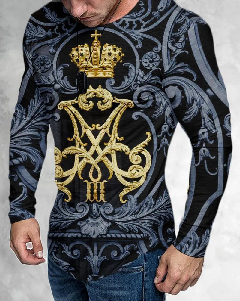 Men's 3D print graphic t-shirt, crew neck, slim fit, polyester, sizes S to 6XL