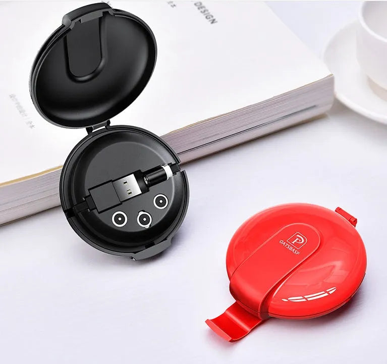 Black 3-in-1 magnetic retractable phone charger and car holder with extended cable