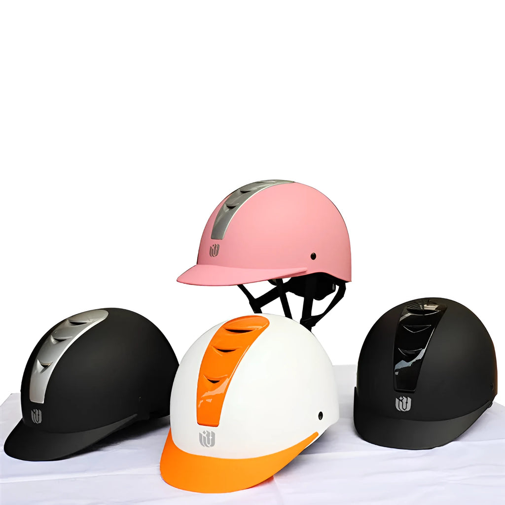 Super light summer equestrian helmet in bright black colour with ABS EPS construction for horse riding protection