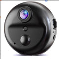 Wireless 360-degree rotating security camera with night vision on black background