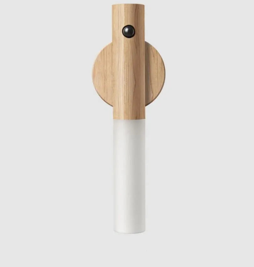 Smart sensor LED desk lamp in solid wood and organic glass, 182 x 63 x 25mm, warm white 2700K-3000K, Coffee or White