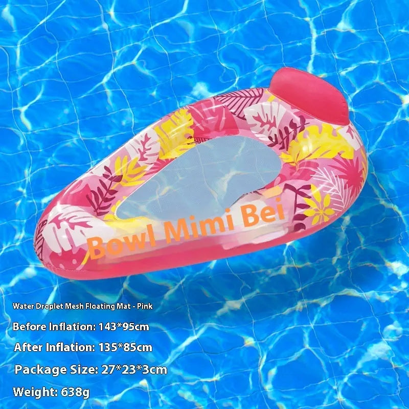 PVC inflatable floating row with thick sequins and wave pattern in blue-purple gradient design