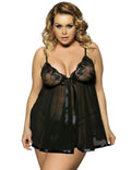 Women's purple lace and mesh polyester sleepdress for larger sizes up to 6XL