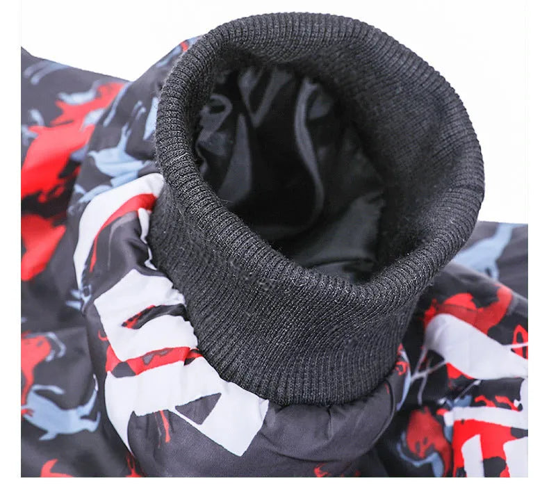 Cotton printed dog coat for extra large breeds shown in 3XL size with colourful pattern