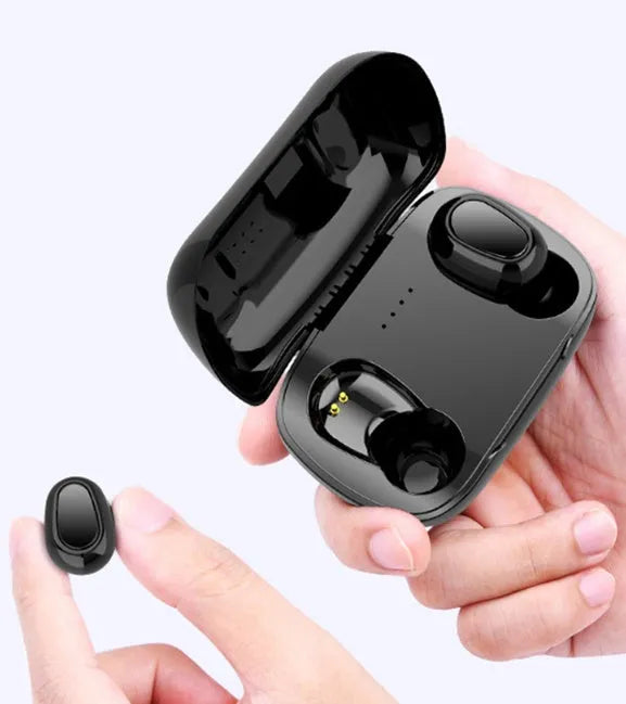 Sports mini in-ear Bluetooth 5.0 headphones with 8mm copper ring speaker and food silicone ear caps