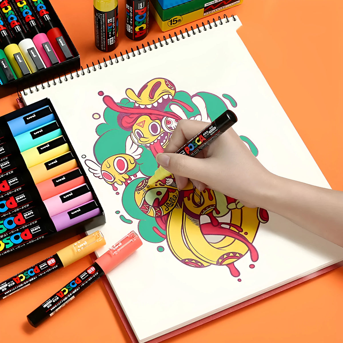 Acrylic graffiti pen set with 0.9-1.3mm nib, 15cm pens, plastic case, and multiple colour options