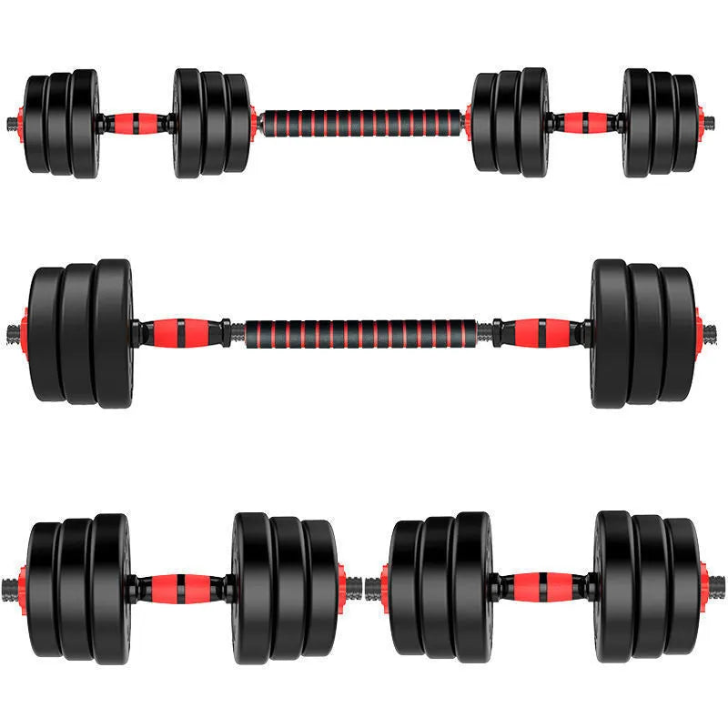 Adjustable PE dumbbell set with foam connecting rod for barbell conversion, 25cm specification, available in multiple weights