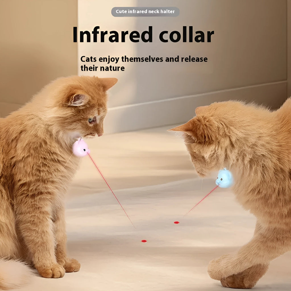 Rechargeable remote control cat training collar with infrared halter coil in pink and blue colour options