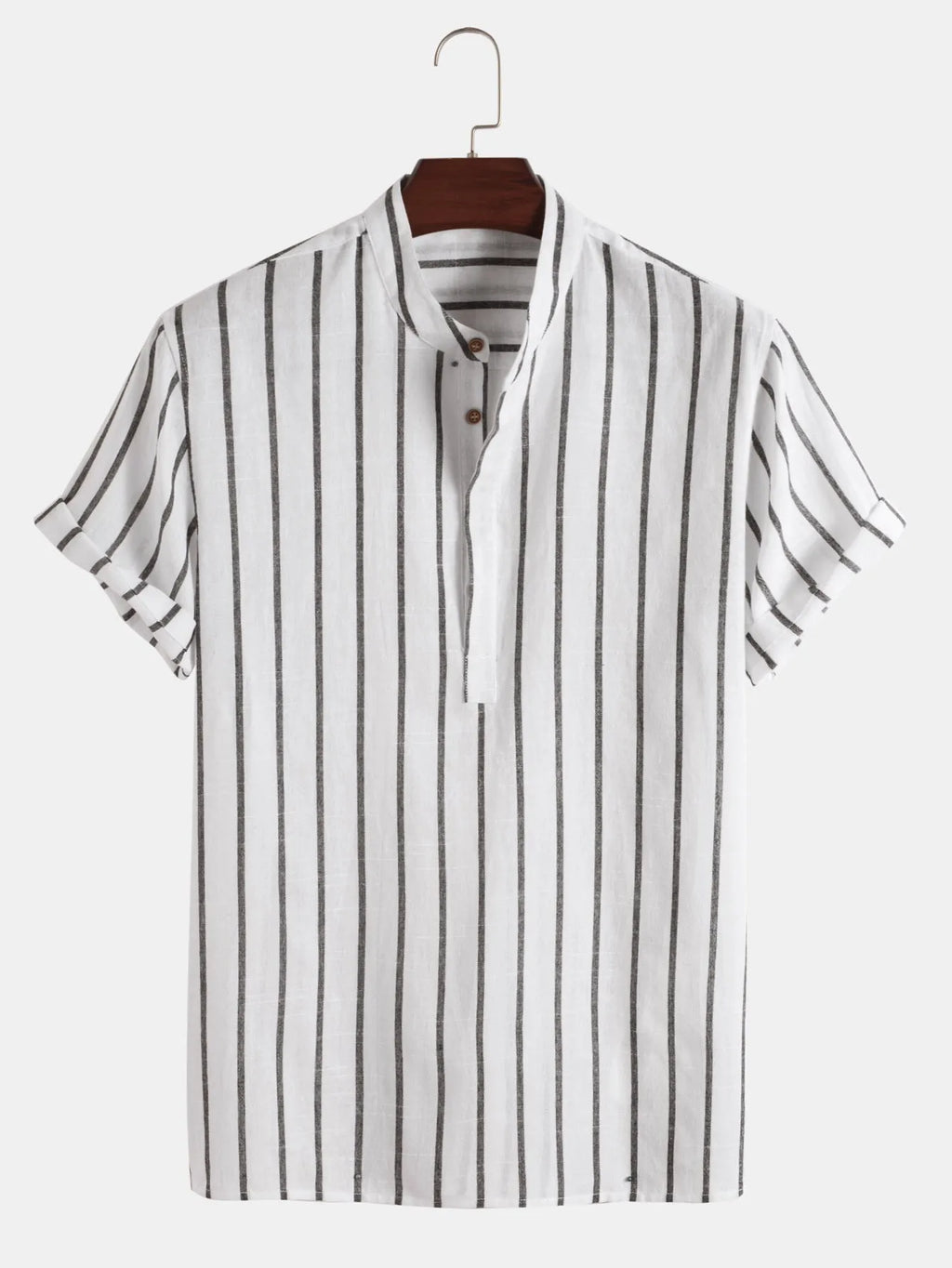 Cotton striped short sleeve men's shirt in regular fit pullover style, available in white