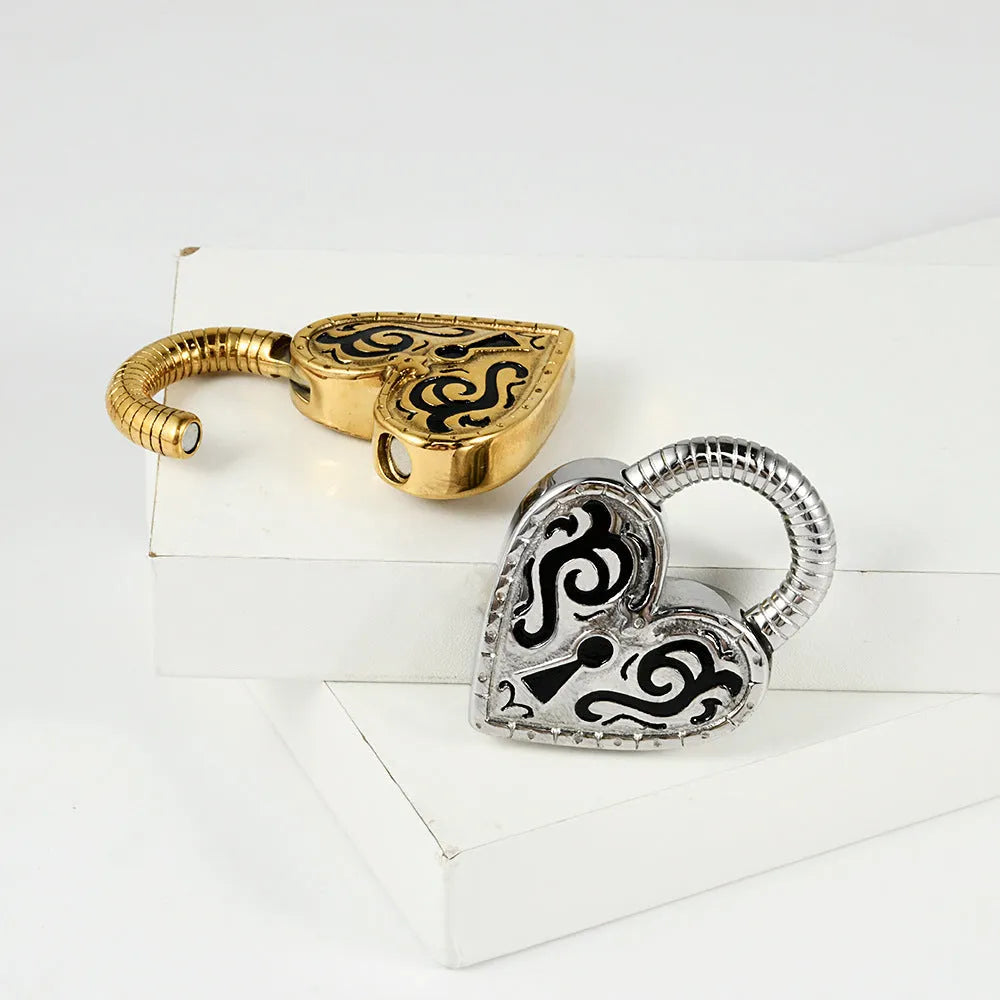 Heart-shaped stainless steel earrings with gold or steel colour electroplated finish