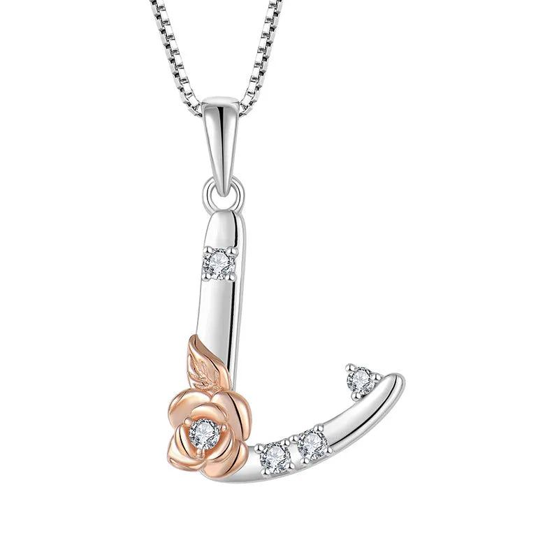 925 sterling silver necklace with English letter B zircon pendant on a collarbone chain