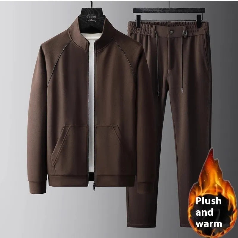 Men's slim fit stand collar sports suit in Vinylon fabric with matching pants