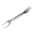 Silver stainless steel watermelon slicer with a 26cm handle and a 3.6cm wide rounded fork head.