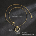 Heart-shaped copper alloy necklace and ear studs set with electroplated finish, O-ring chain, and butterfly design