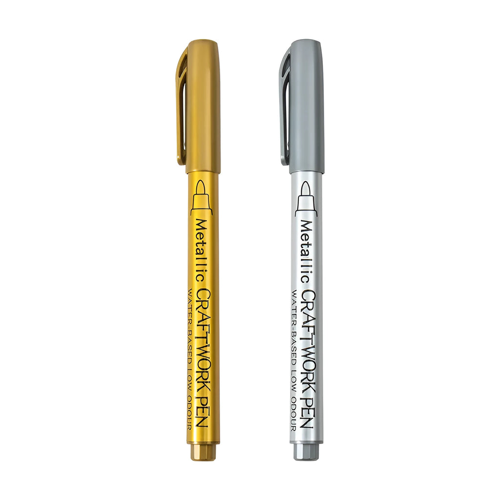 English packaging metal paint pen with plastic shell, 14cm long, gold and silver refill options
