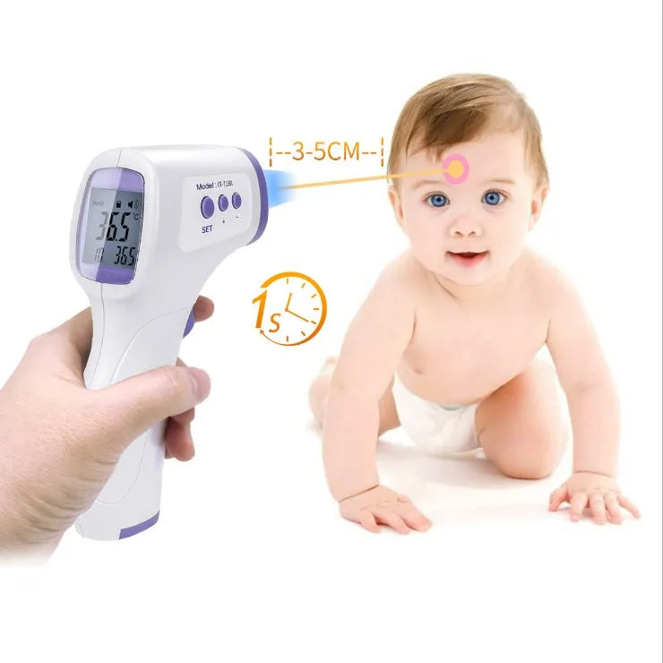 White RAK-FI03 infrared forehead thermometer, non-contact, 1-5cm distance, 32-43.9°C range