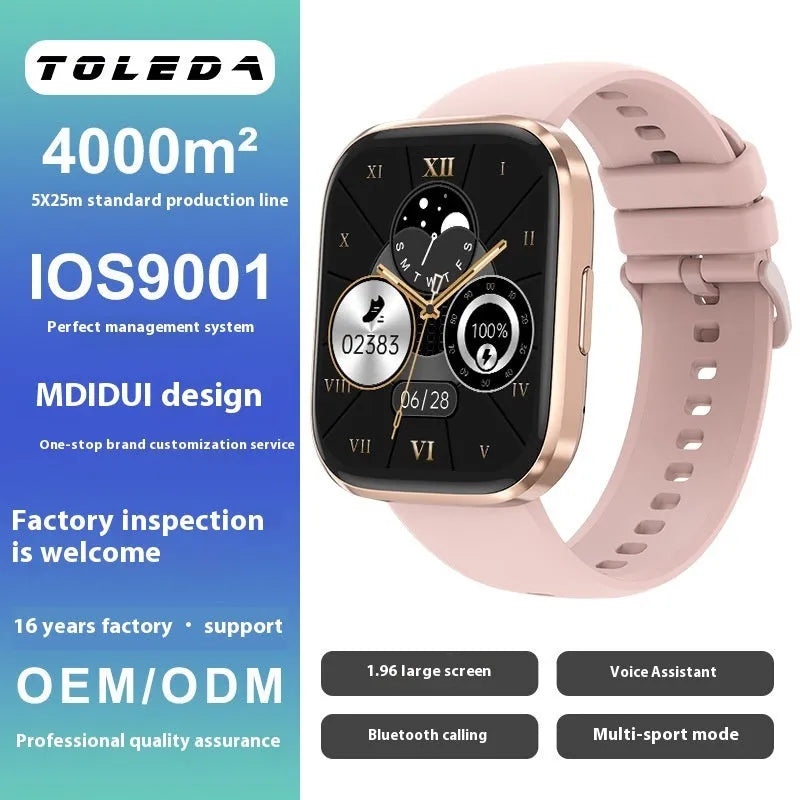 Bluetooth calling sports watch with heart rate and blood oxygen sensors on a TFT screen in gray colour