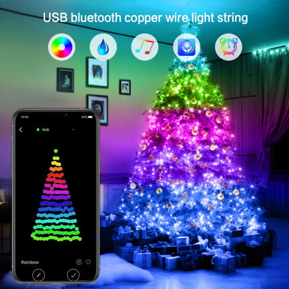 Bluetooth Graffiti Point Control Symphony Light plastic string light with 100 LEDs in picture colour
