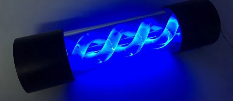 155mm long cylindrical water cooling reservoir tank in blue with 50mm diameter for PC and motorcycle cooling systems.
