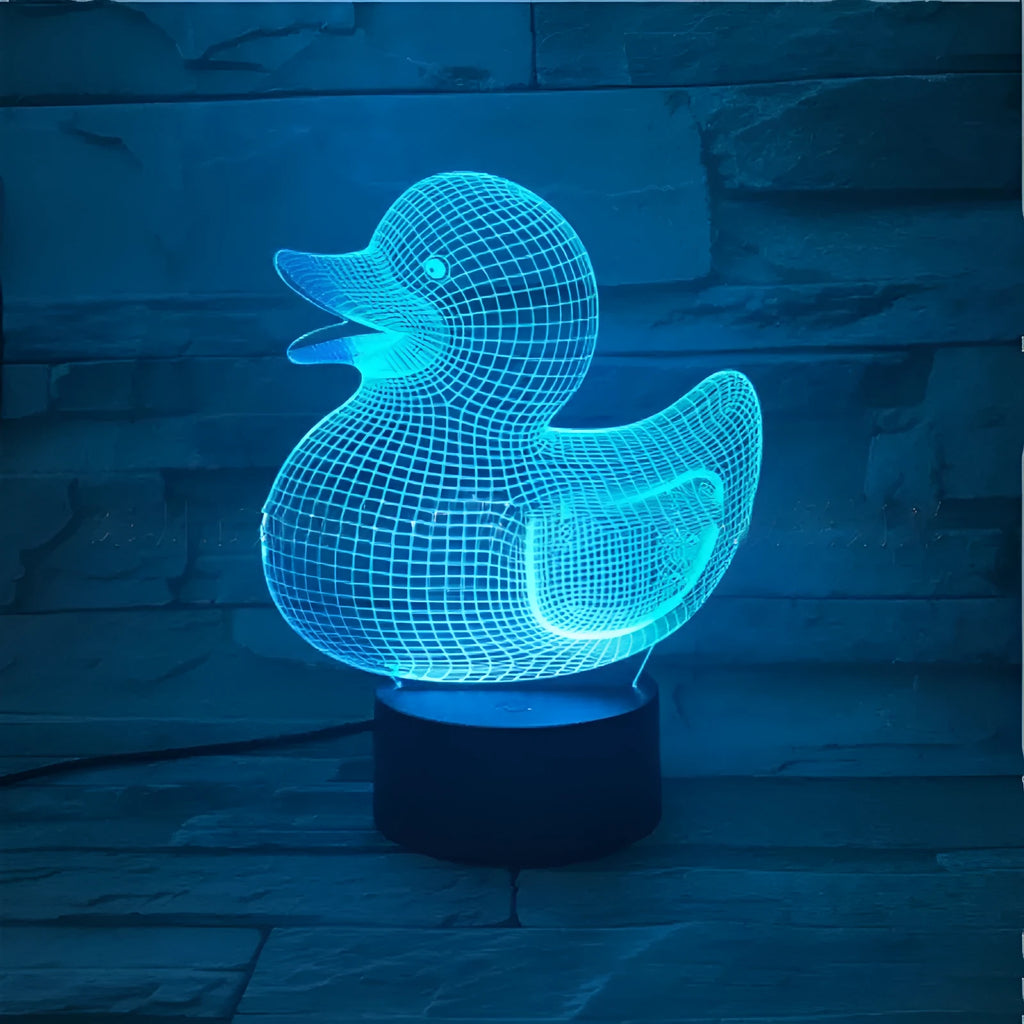 Little yellow duck 3D night light with colour-changing LEDs and remote control