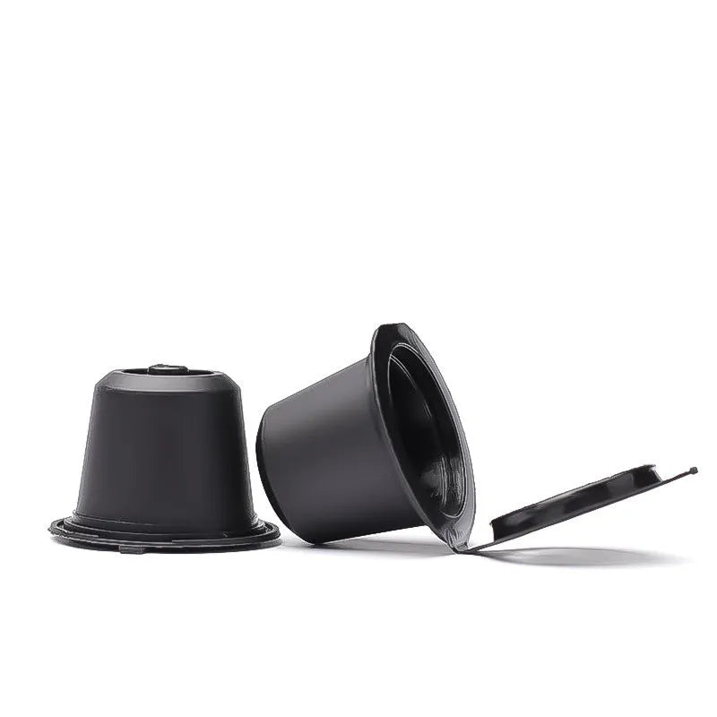 Recyclable plastic coffee filter cup in solid colour black for coffee shell capsules
