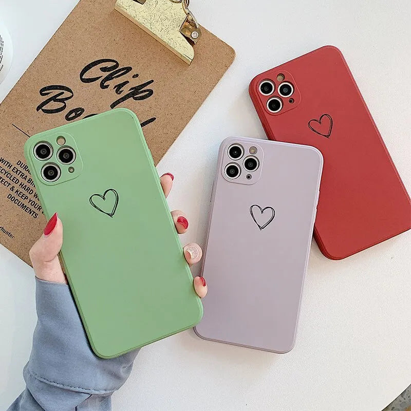Silicone phone case for Apple iPhone in various colours showing TPU construction