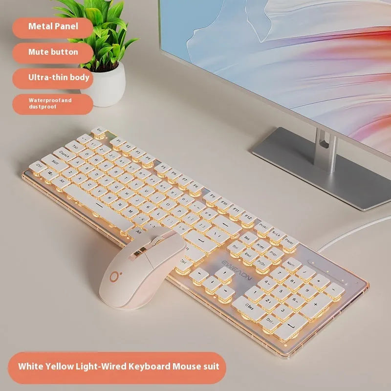Prewalker V3 wireless keyboard and mouse set in Retro Green colour on a desk