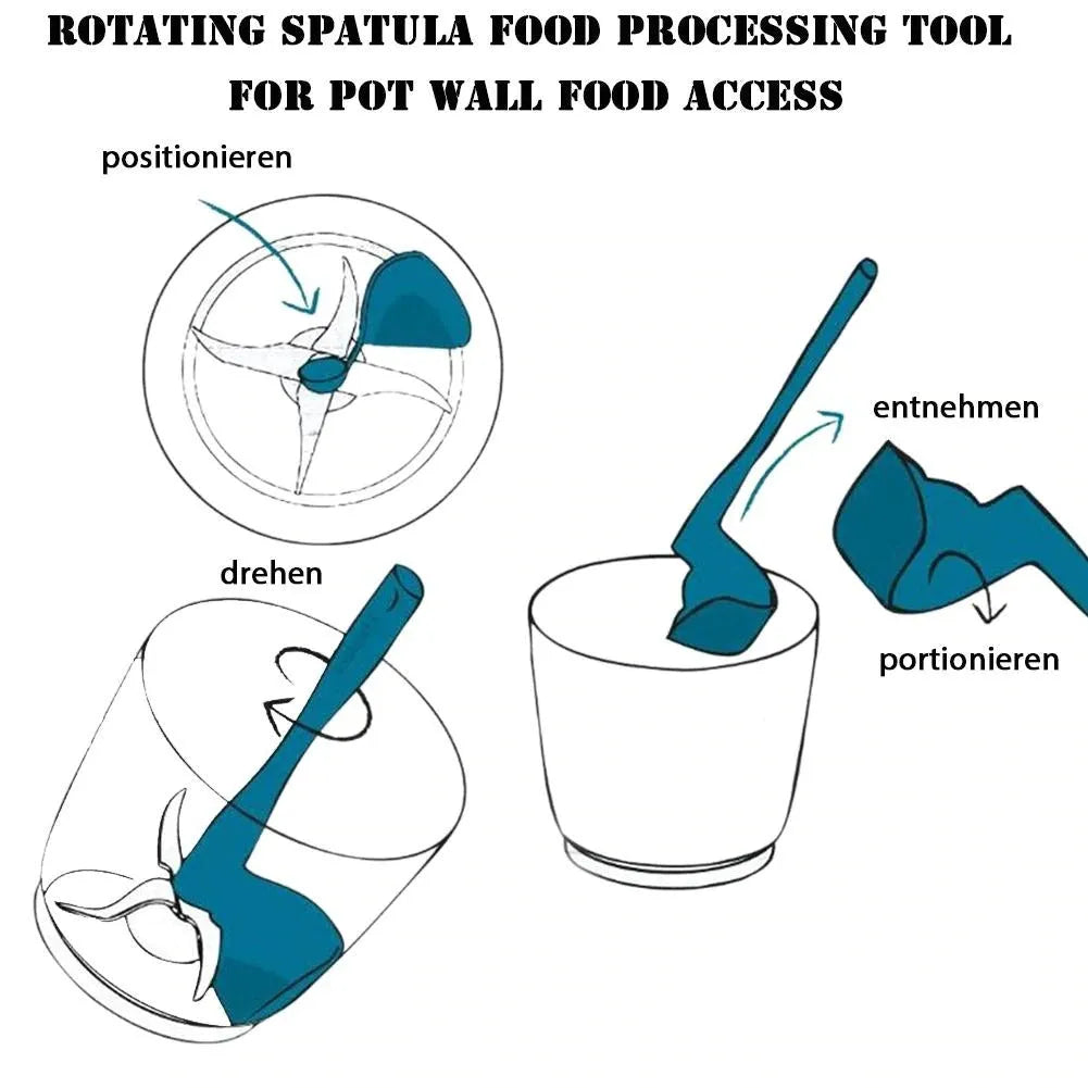 Rotary scraper for Thermomix TM6 TM5 TM31 made from food-grade PP, 22.5 cm long, blue colour