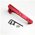 Black and red aluminium rifle handstops for M-LOK and KEY-MOD attachment systems on an AR-15 handguard.
