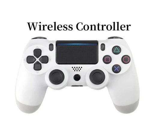 Wireless PlayStation 4 Controller in various color options, including purple, transparent red, grey camouflage, camo blue, and more.