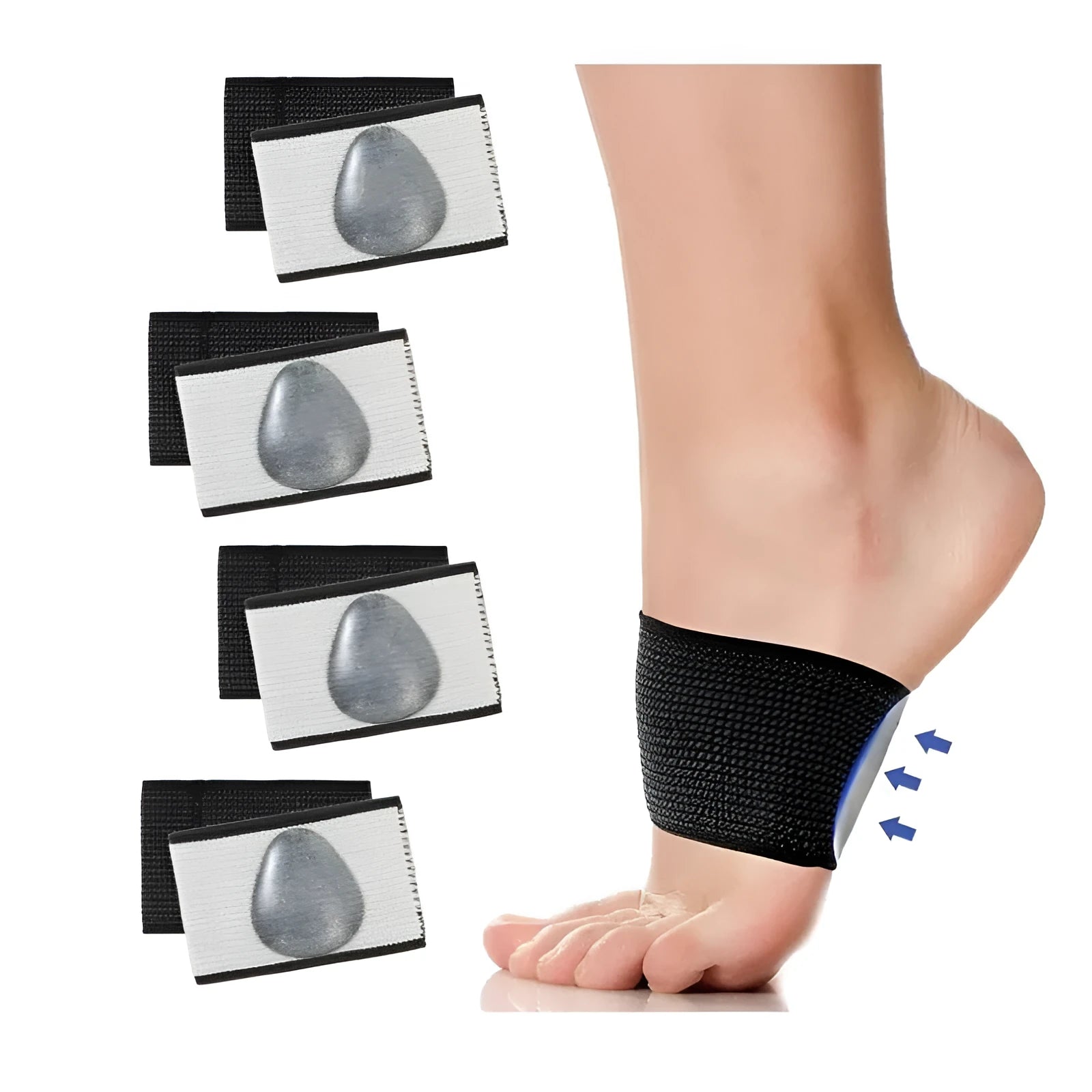 PU elastic foot bandage for arch support, shown in Ordinary Style and Full Heart Style designs.