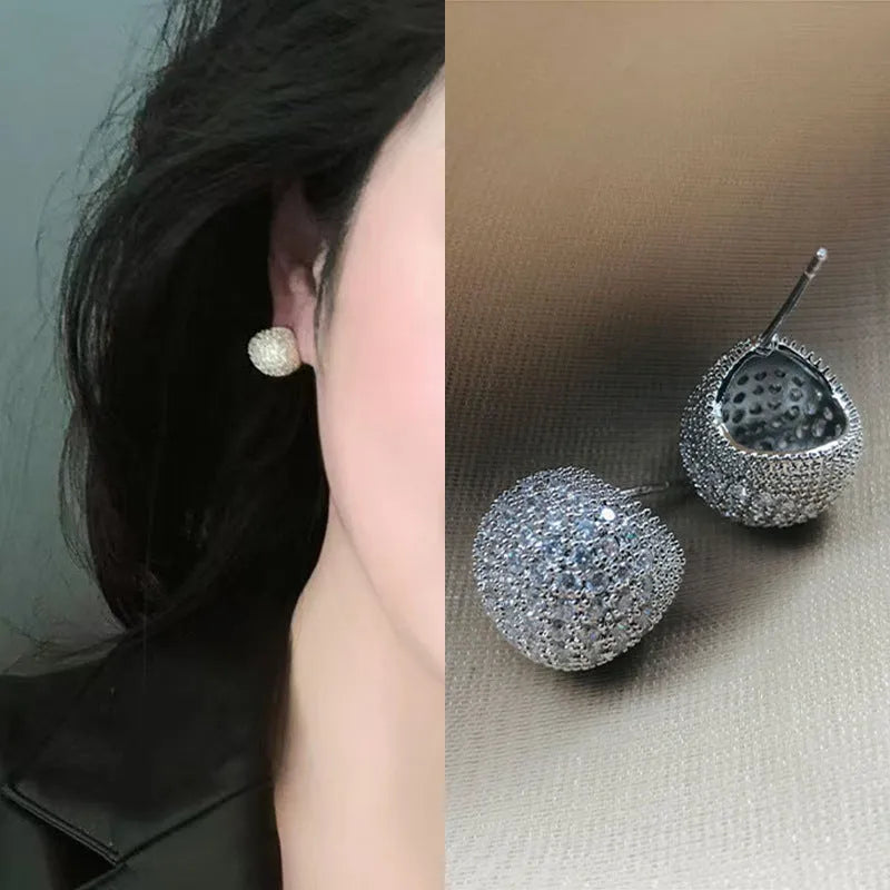 Geometric drop earrings with full diamond little golden beans design in gold and white colours