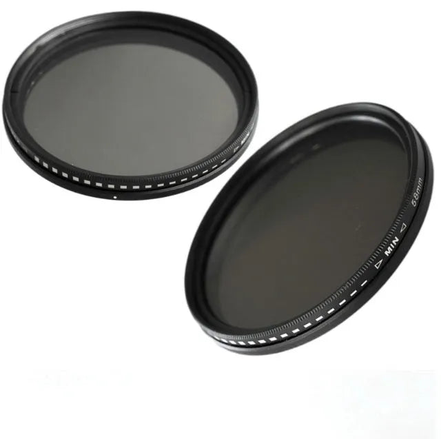 Adjustable multi-diameter camera ND filter set with grayscale dimming mirror