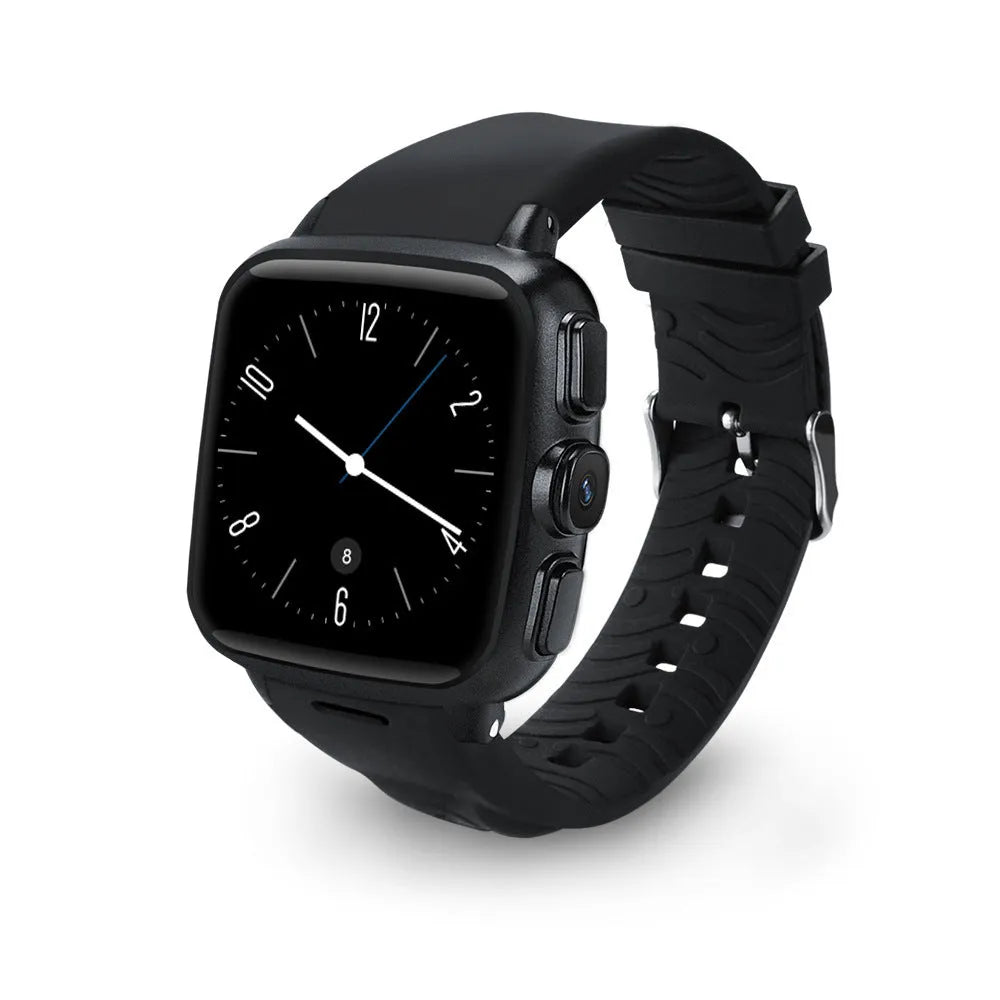 Black or white smart watch with a 1.54 inch HD touch screen and a wrist strap.