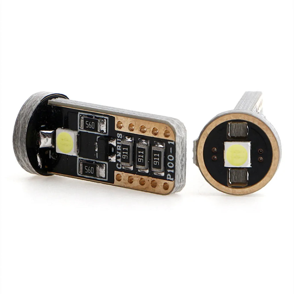 T10 W5W LED car light bulb in blackboard white housing, 23mm by 9mm