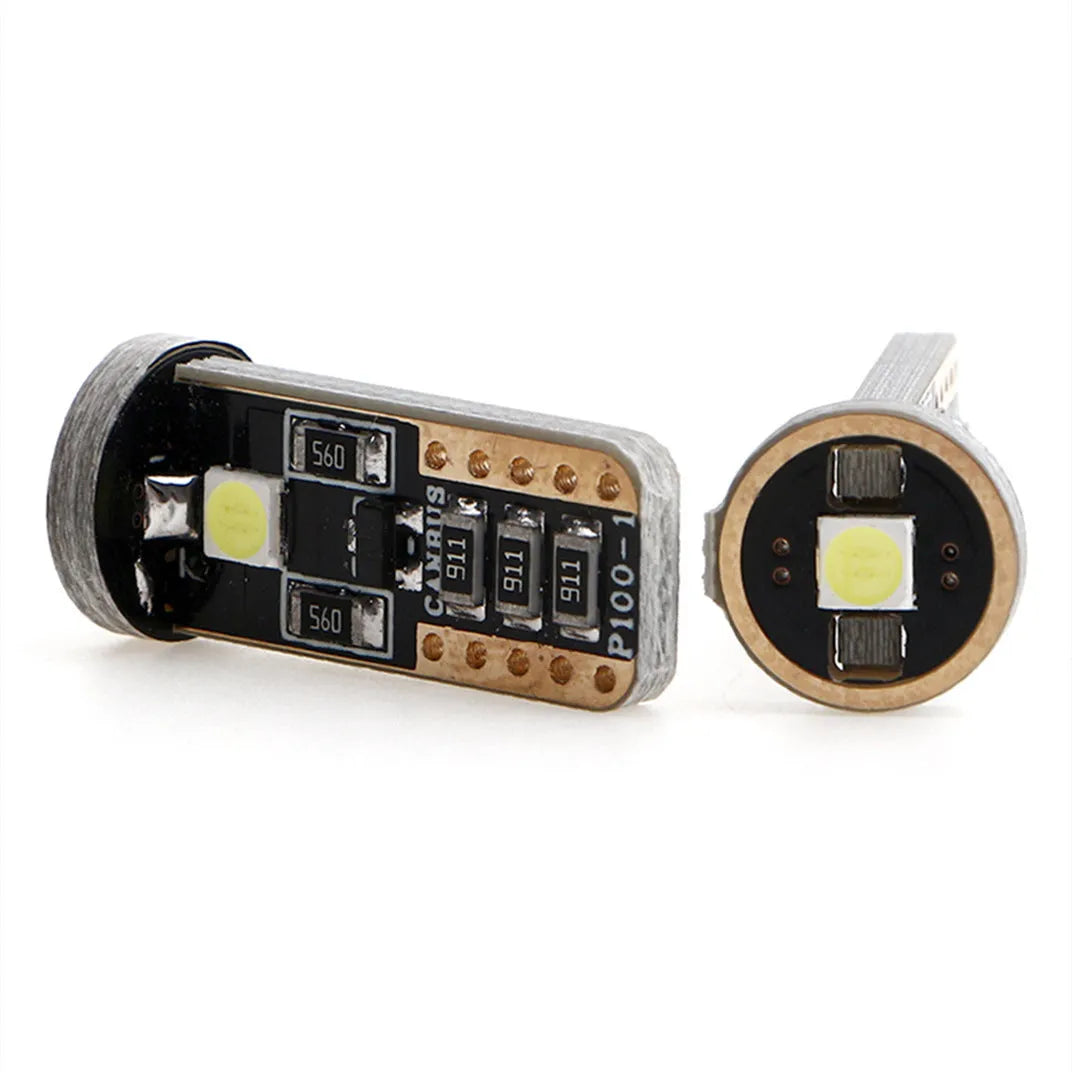 T10 W5W LED car light bulb in blackboard white housing, 23mm by 9mm