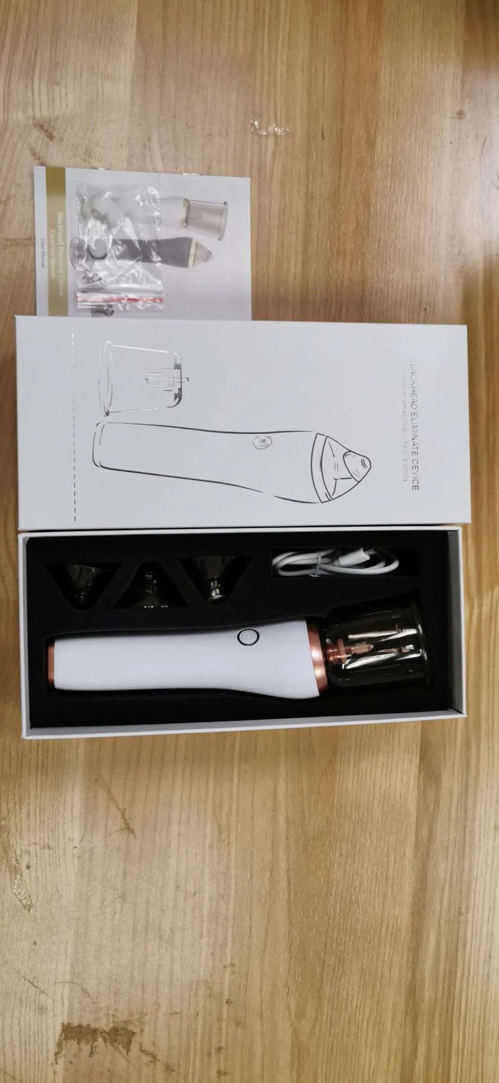 4 in 1 guasha cupping blackhead remover machine with suction heads and USB cable