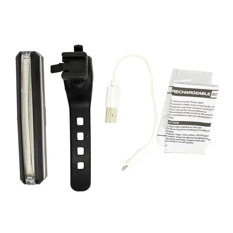 USB rechargeable bike headlight taillight set with 1200mAh polymer battery