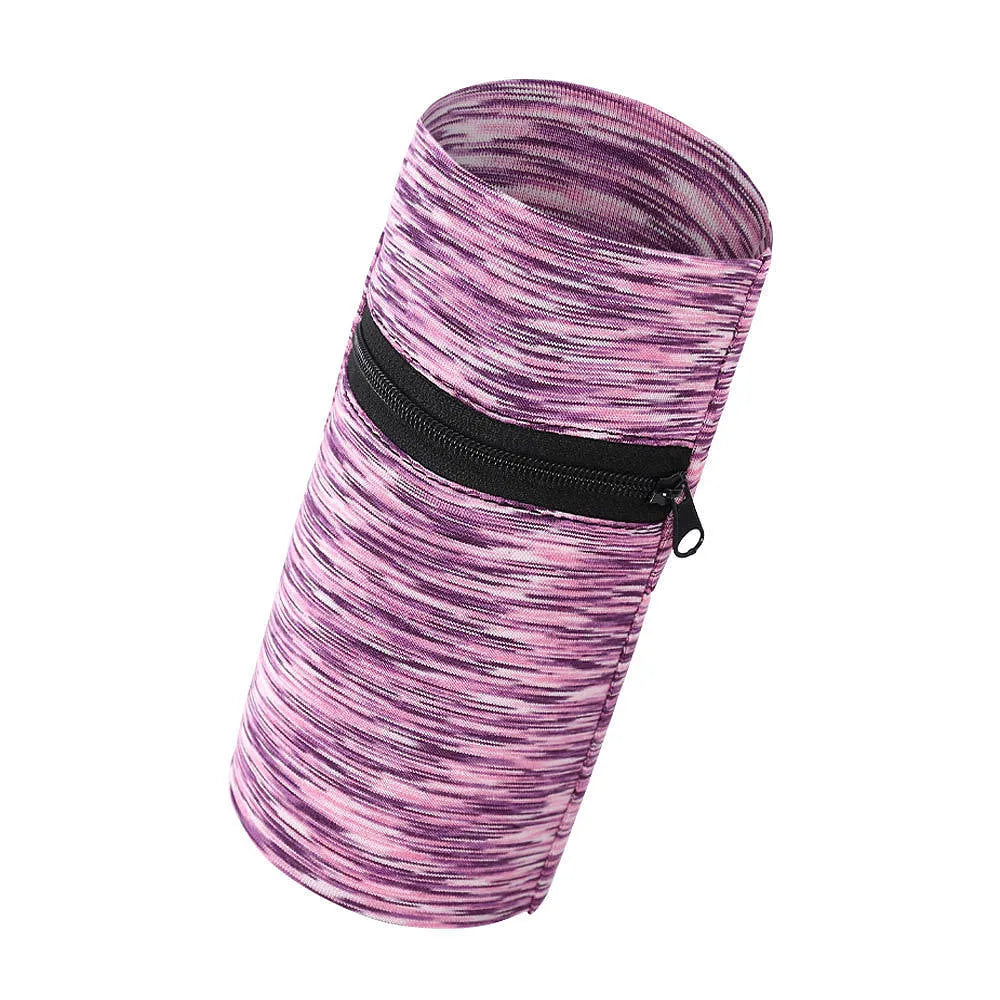 Large capacity polyester sports arm bag for mobile phones shown in multiple colour options including black, blue, and striped patterns.