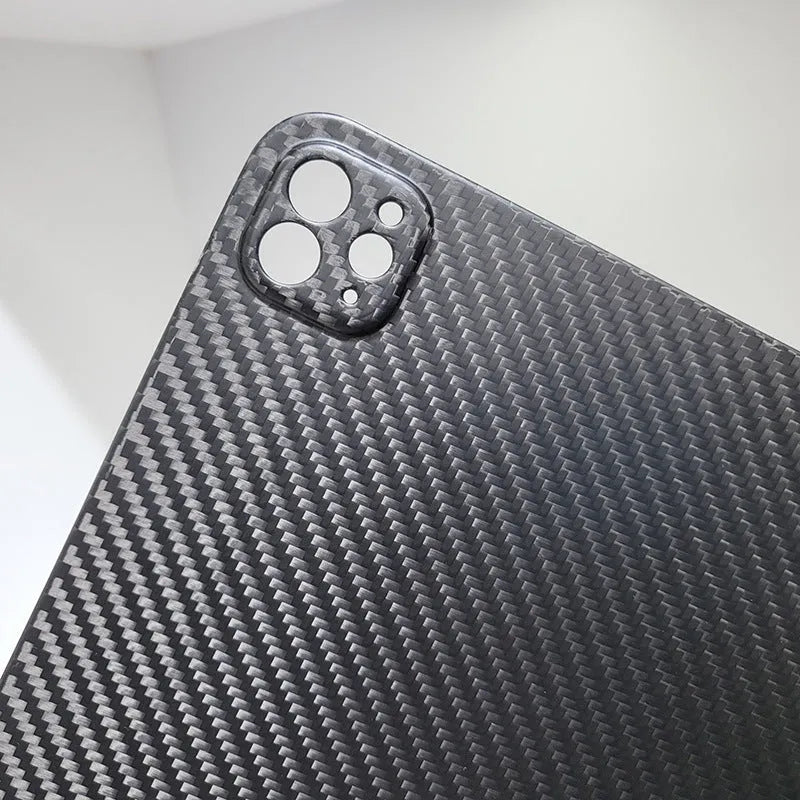 Real carbon fibre flat hard case protective cover for Apple iPad Pro 11 in a matte textured finish.