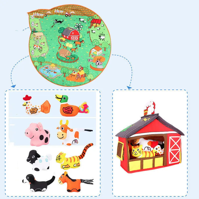 Baby play blanket with animal themes and 1cm thick crawling mat surface