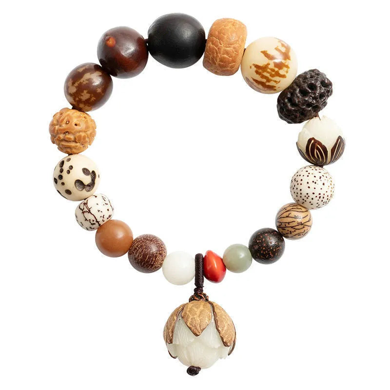 Women's 18-seed bodhi bracelet with geometric design on 16cm wrist