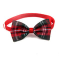 Plaid polyester pet scarf with adjustable collar and bow tie on a cat, eight colour options available
